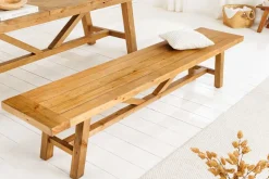 Massive Sitzbank RIVIERA 180cm natur recyceltes Pinienholz Landhaus-Stil