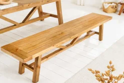 Massive Sitzbank RIVIERA 180cm natur recyceltes Pinienholz Landhaus-Stil