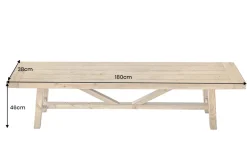 Massive Sitzbank RIVIERA 180cm natur recyceltes Pinienholz Landhaus-Stil