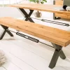 Massive Sitzbank THOR 180cm Wild Eiche geölt im Industrial Design