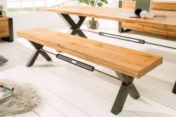 Massive Sitzbank THOR 180cm Wild Eiche geölt im Industrial Design