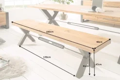Massive Sitzbank THOR 180cm Wild Eiche geölt im Industrial Design