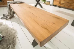 Massive Sitzbank THOR 180cm Wild Eiche geölt im Industrial Design