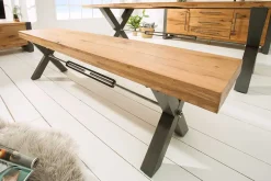 Massive Sitzbank THOR 180cm Wild Eiche geölt im Industrial Design