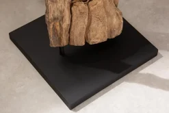 Massive Stehlampe BARRACUDA 177cm natur Akazienholz Baumwollschirm weiß Baumstamm