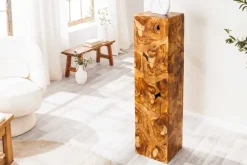 Massive Säule TRIBAL 110cm braun natur Teakholz handmade Dekoration