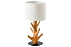 Massive Tischlampe JEWELRY 60cm natur Mangostanholz weißer Stoffschirm