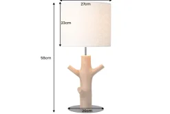Massive Tischlampe JEWELRY 60cm natur Mangostanholz weißer Stoffschirm
