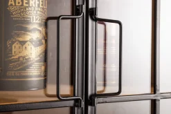 Massive Vitrine SEVEN SEAS 150cm natur Pinie Industrial-Türen Metall Barschrank