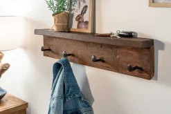 Massive Wandgarderobe HEMINGWAY 60cm natur recyceltes Teakholz mit Ablage