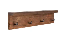 Massive Wandgarderobe HEMINGWAY 60cm natur recyceltes Teakholz mit Ablage