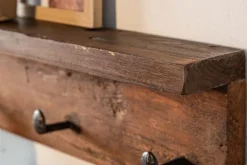 Massive Wandgarderobe HEMINGWAY 60cm natur recyceltes Teakholz mit Ablage