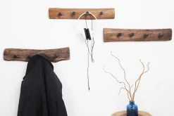 Massive Wandgarderobe HEMINGWAY 50cm natur aus recyceltem Teakholz