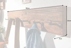 Massive Wandgarderobe HEMINGWAY XL 90cm natur recyceltes Massivholz
