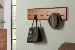 Massive Wand-Garderobe MAMMUT 80cm Akazie mit 6 Kleiderhaken