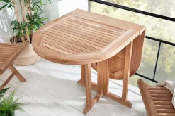 Massiver Balkontisch EMPIRE TEAK 120cm natur Teakholz klappbar Gartentisch Outdoor
