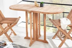 Massiver Balkontisch EMPIRE TEAK 120cm natur Teakholz klappbar Gartentisch Outdoor