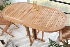 Massiver Balkontisch EMPIRE TEAK 120cm natur Teakholz klappbar Gartentisch Outdoor
