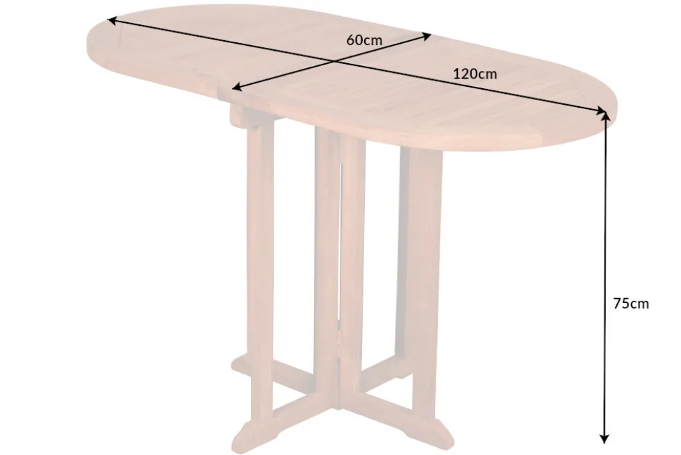 Massiver Balkontisch EMPIRE TEAK 120cm natur Teakholz klappbar Gartentisch Outdoor