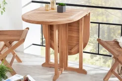 Massiver Balkontisch EMPIRE TEAK 120cm natur Teakholz klappbar Gartentisch Outdoor