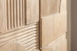 Massiver Barschrank ART DECO 140cm weiß gekälkt Mangoholz 3D-Front Highboard