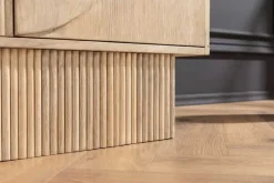 Massiver Barschrank ART DECO 140cm weiß gekälkt Mangoholz 3D-Front Highboard