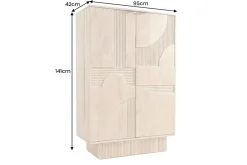 Massiver Barschrank ART DECO 140cm weiß gekälkt Mangoholz 3D-Front Highboard