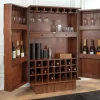 Massiver Barschrank ART DECO 140cm braun Mangoholz 3D-Front Highboard Flaschenregal