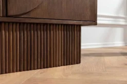 Massiver Barschrank ART DECO 140cm braun Mangoholz 3D-Front Highboard Flaschenregal