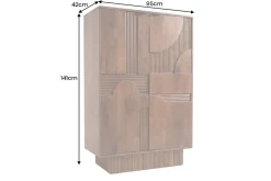 Massiver Barschrank ART DECO 140cm braun Mangoholz 3D-Front Highboard Flaschenregal