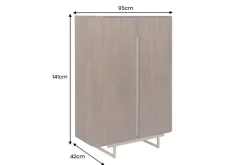 Massiver Barschrank GATSBY 140cm braun Mangoholz gold Metallgestell Retro