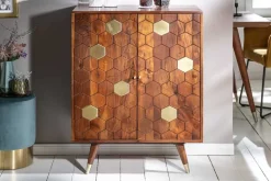 Massiver Barschrank MYSTIC LIVING 75cm Akazie braun gold Retro Design