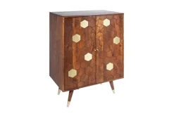 Massiver Barschrank MYSTIC LIVING 75cm Akazie braun gold Retro Design
