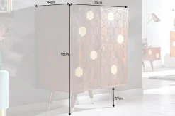 Massiver Barschrank MYSTIC LIVING 75cm Akazie braun gold Retro Design