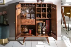 Massiver Barschrank MYSTIC LIVING 75cm Akazie braun gold Retro Design