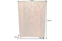 Massiver Barschrank SCORPION 141cm braun Mangoholz aufwendige 3D Schnitzereien