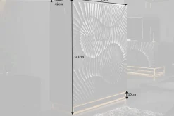 Massiver Barschrank SCORPION 141cm schwarz Mangoholz mit 3D Schnitzereien