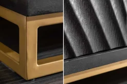 Massiver Barschrank SCORPION 141cm schwarz Mangoholz mit 3D Schnitzereien