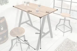 Massiver Bartisch CASTLE 120cm Wildeiche natur Stehtisch Industrial Design