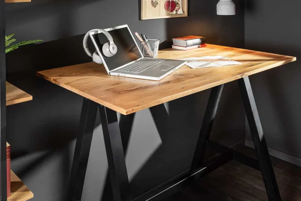 Massiver Bartisch CASTLE 120cm Wildeiche natur Stehtisch Industrial Design