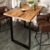 Massiver Bartisch IRON CRAFT 120cm natur Mangoholz Stehtisch Industrial Design
