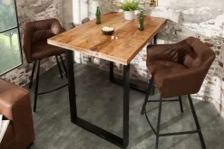 Massiver Bartisch IRON CRAFT 120cm natur Mangoholz Stehtisch Industrial Design