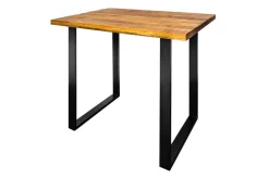 Massiver Bartisch IRON CRAFT 120cm natur Mangoholz Stehtisch Industrial Design