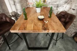 Massiver Bartisch IRON CRAFT 120cm natur Mangoholz Stehtisch Industrial Design
