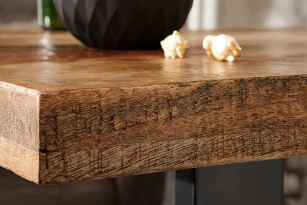 Massiver Bartisch IRON CRAFT 120cm natur Mangoholz Stehtisch Industrial Design