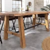 Massiver Bartisch MAMMUT 220cm natur Akazie Baumkante schwarz Metall