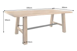 Massiver Bartisch MAMMUT 220cm natur Akazie Baumkante schwarz Metall