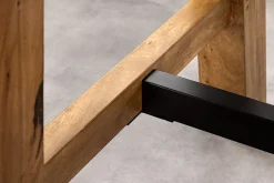Massiver Bartisch MAMMUT 220cm natur Akazie Baumkante schwarz Metall