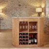 Massiver Bartisch TRES CHIC 120cm braun Mangoholz weiß Marmor mit Flaschenregal