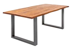 Massiver Baumstamm Esstisch GENESIS 180cm Akazie Baumkante Kufengestell Industrial Finish